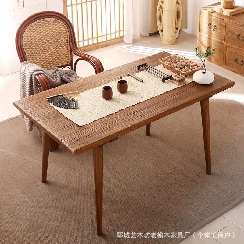 Старый чайный стол из вяза в китайском стиле с натуральной текстурой