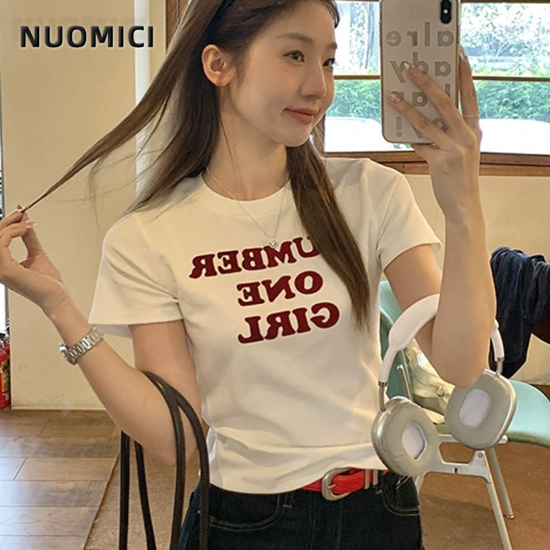 アルファベットプリント半袖レディースtシャツ2025新品ファッションレディーススリムトレンチコートレディース夏高級感|undefined