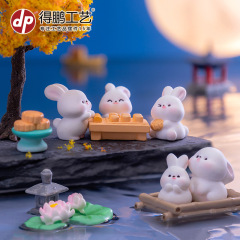 微景観小置物アニメかわいい中秋ウサギ萌え兎園芸中秋月餅デスクトップ自動車樹脂置物