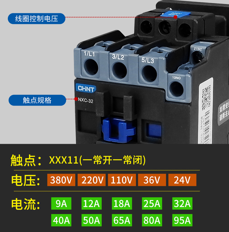 9P1E交流接触器220v三相380v CJX2-1210 1810 2510 3210 6511