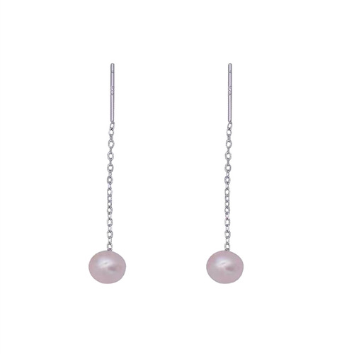 925 sterling silver small ear wire women's freshwater pearl  new trendy temperament long tassel earrings earrings