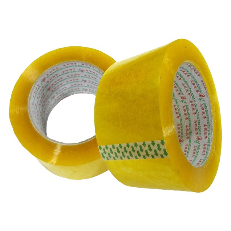 Cinta transparente, 60 mm de ancho, 100 yardas de largo, cinta de sellado transparente amarilla de alta adherencia, 6 cm de ancho, cinta de embalaje exprés.