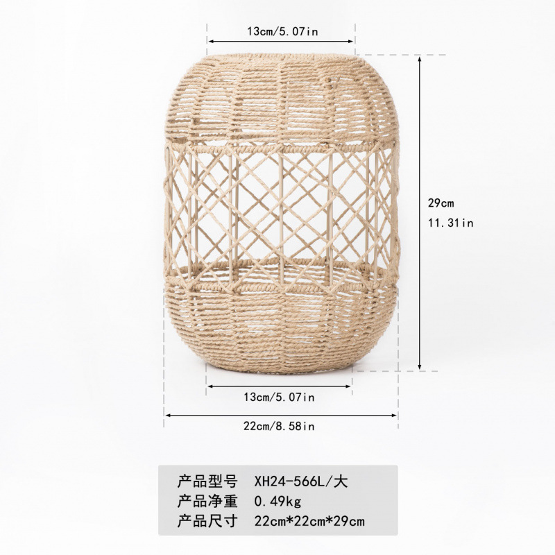 Araña de ratán de imitación de estilo pastoral, lámpara de restaurante tejida con cuerda de papel, casa de té, arte de ratán, arte de bambú, candelabro de sala de estar, candelabro de comedor