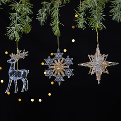 国境を越えたクリスマスの新しい透明な明るいアクリルペンダントヘラジカ雪花片クリスマスツリーの祝日に装飾品を配置する