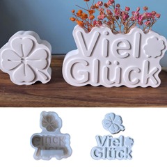 幸运GOOD LUCK 四叶草插花摆件模具花瓶插件四叶草摆件石膏模具