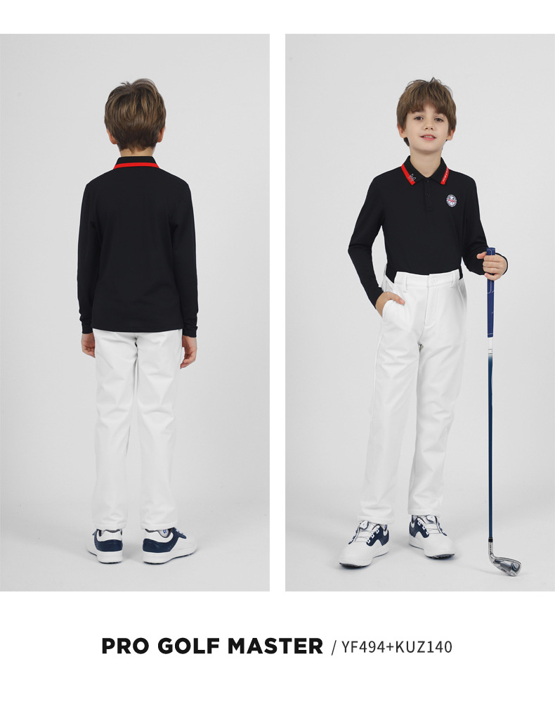 Áo thun dài tay bé trai PGM golf mùa thu, chất liệu co giãn thoải mái — YF494-màu trắng, YF494-Đen, YF494-màu xanh nước biển chi tiết 10