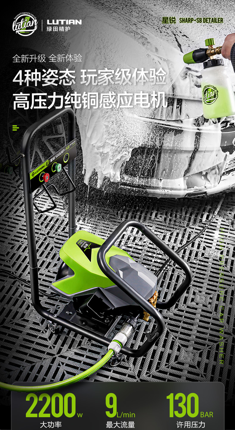 Greenfield Car Washer Xingrui S8 High-Power High-Pressure Washer 220V Car Wash Water Gun Anti-Tangle Car Wash Pump