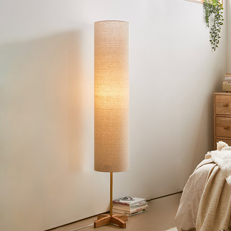 Japanese Style Living Room Bedroom Dining Room Homestay Tea Room Zen Study Room Sofa Next to Creative Solid Wood Vertical Floor Lamp