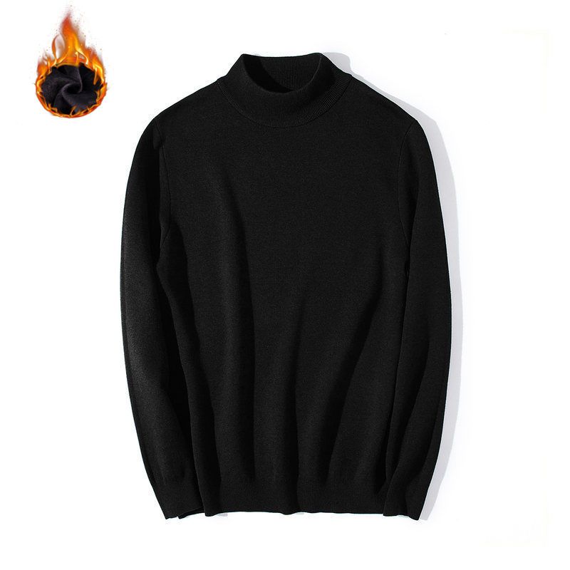 6017 Black turtleneck with fleece lining - Size M. Recommended for individuals weighing 100-115 catties.