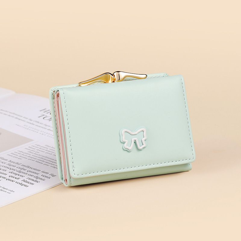 Cartera corta para mujeres, bolso de tarjetas para estudiantes, bolso de cambio pequeño y fresco, cartera de color macarón, más tarjetas.