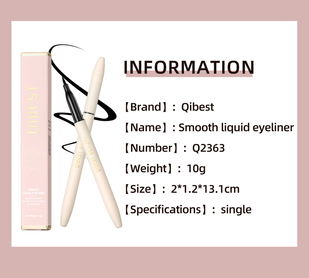 QIBEST eyeliner liquid pen is waterproof, sweat-proof, does not smudge, does not smudge makeup, and is a dark eyeliner pen that dries quickly for beginners undefined