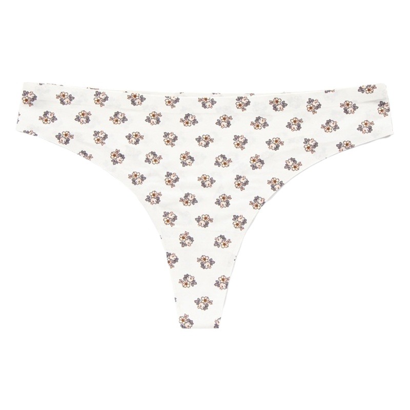 Comercio exterior transfronterizo Fábrica Ropa interior europea y americana de nylon adhesivo para mujer impreso transpirable de secado rápido cintura baja Seda de hielo Tanga sin costuras