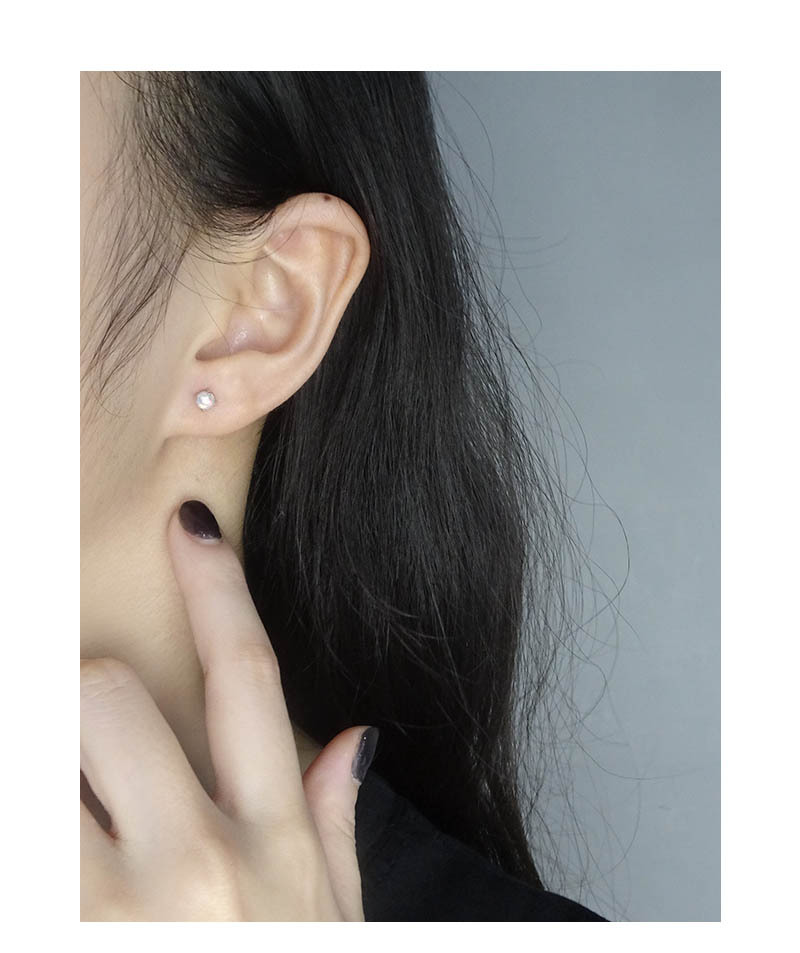 Fashion Geometric Sterling Silver Plating Zircon Ear Studs 1 Pair