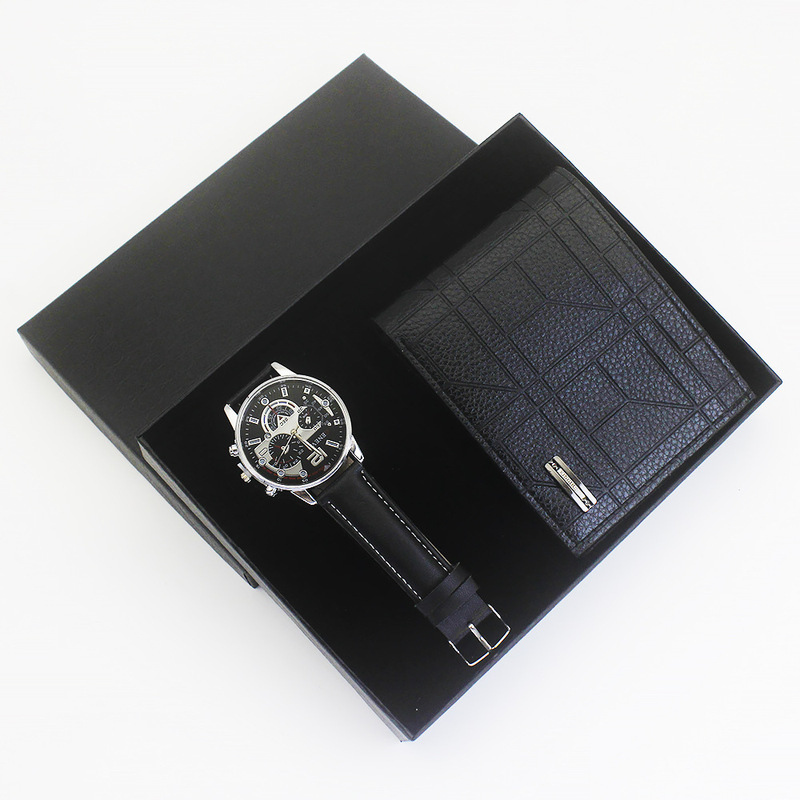 Wrist Watch Men Wallet Set Fashionable Men's Watch and Wallet Set Business Quartz Men's Watch