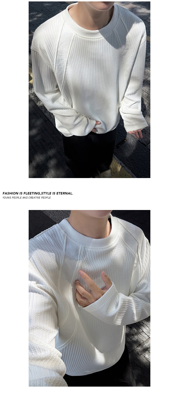 American Retro Deconstructed Patchwork Long Sleeve T-shirt Men_voghion.com