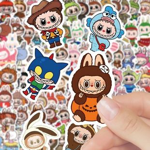Cartoon Cute Labubu Sticker Two-Dimensional Handbook Decoration Mobile Phone Notebook Waterproof Sticker New Hot Style