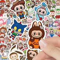 Мультяшная милая наклейка Labubu, двумерная наклейка для украшения ручного телефона, водонепроницаемая наклейка для ноутбука, новый горячий стиль
