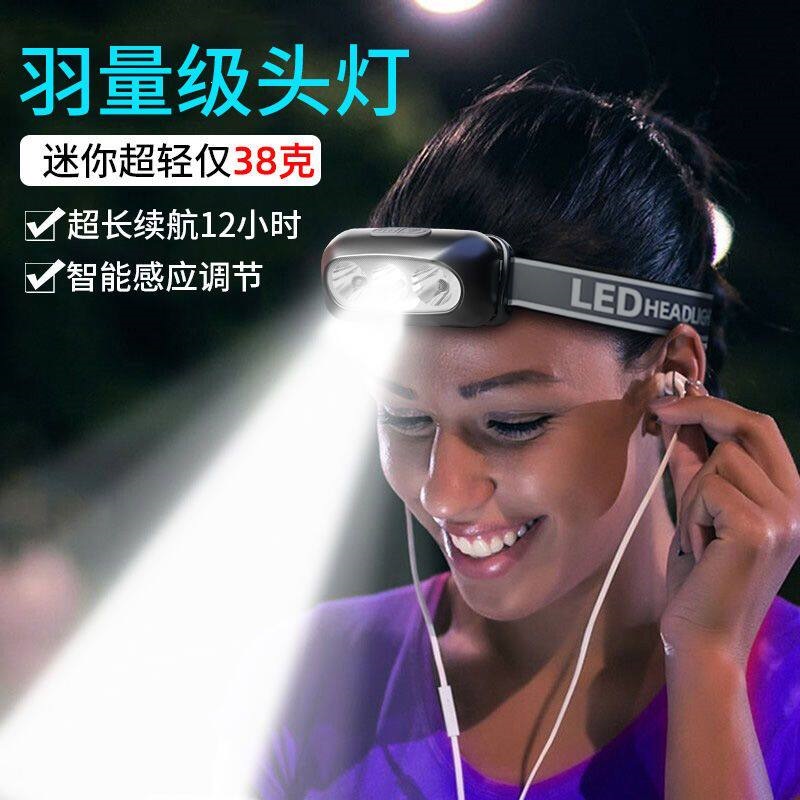 LED headlamp, super bright, rechargeable, head-mounted, strong light sensor, ultra-bright flashlight, small portable night fishing light