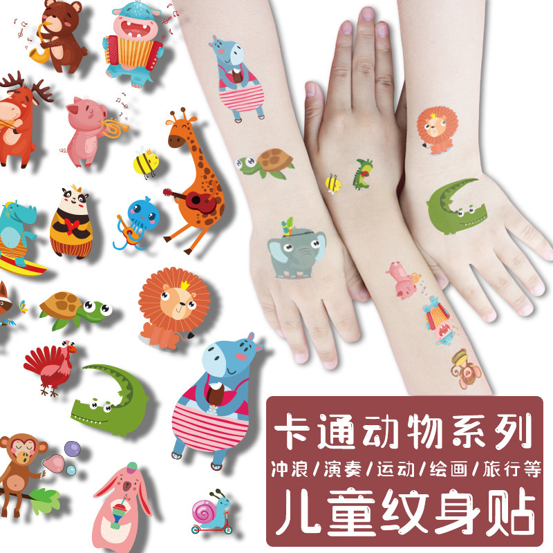 Children Tattoo Sticker Cartoon Animal Cute Giraffe Boy Girl Waterproof Temporary Face Sticker Cross Border in stock