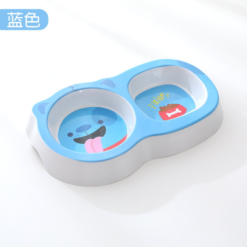 Fábrica al por mayor de dibujos animados cuadrado redondo para mascotas doble tazón perro tazón de plástico engrosado gato tazón resistente a la caída gato y gato vajilla