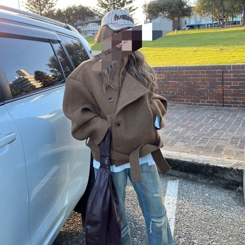 慵懒复古气质立领毛呢大衣外套女2025秋冬新款感设计呢子大衣|undefined