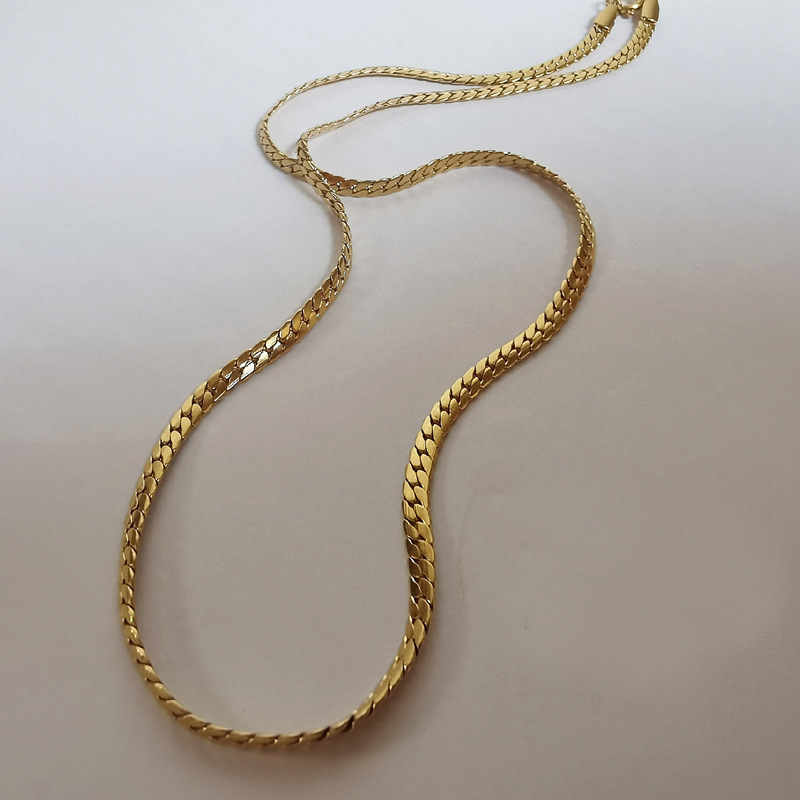 Colar de corrente cubana para mulher em aço estilo hip hop_voghion.com