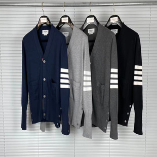 Tb Autumn and Winter New Wool Cardigan Four Stripes Men and Women Same Style Couple Outwear Casual Versatile Wool Cardigan