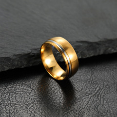 Cross-border supply of stainless steel jewelry Minimalist 8mm inner and outer ball offset groove gold and titanium steel ring manufacturer