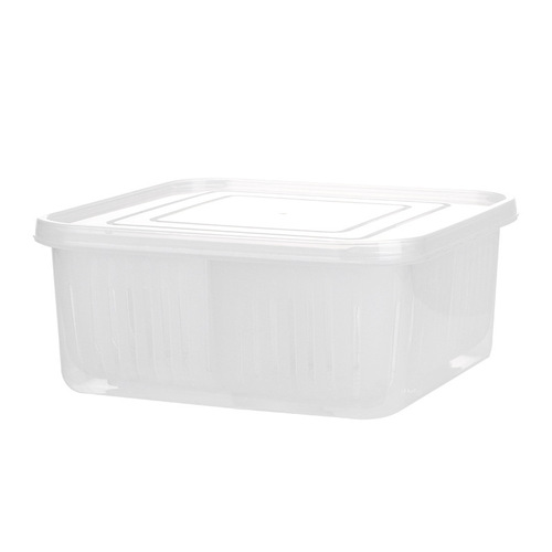 Kitchen four-compartment refrigerator crisper with lid and compartments, large-capacity green onion, ginger and garlic crisper, fruit drain storage box