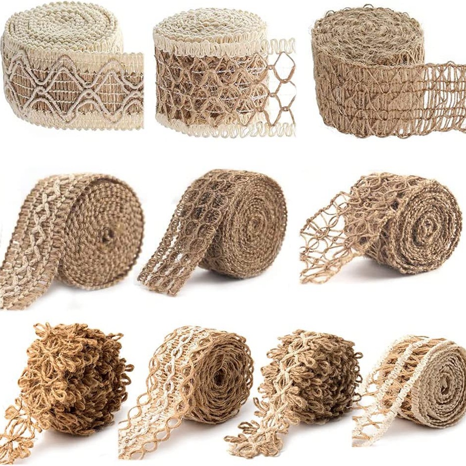 5 meters of hemp rope woven ribbon in various styles for clothing, shoes and hats accessories creative DIY hemp rope decorative hemp cloth roll 