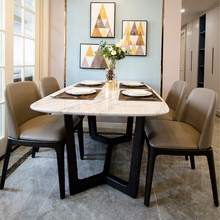 餐桌现代简约北欧大理石家用小户型创意实木长方形轻奢餐桌椅组合