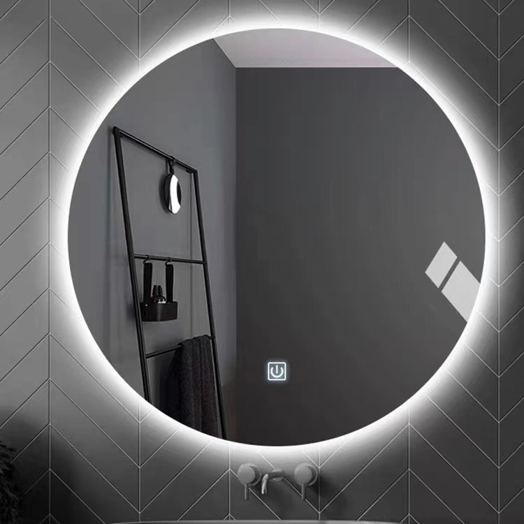 Hotel ronda espejo de baño inteligente con luz LED pantalla táctil inducción anti-niebla espejo de baño espejo de comercio exterior