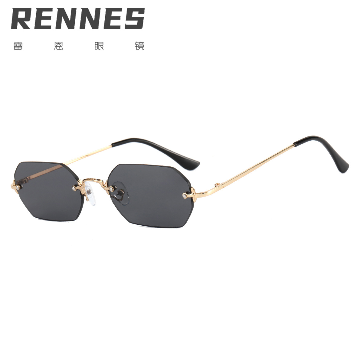 2021 Nuevas gafas de sol sin marco poligonal para hombres y mujeres gafas de sol de película de color ins Street shot gafas de sol 3510