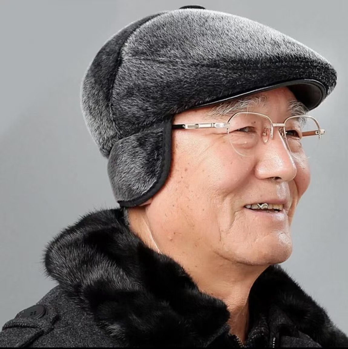 이미테이션 밍크 퍼 포워드 캡 [그레이]