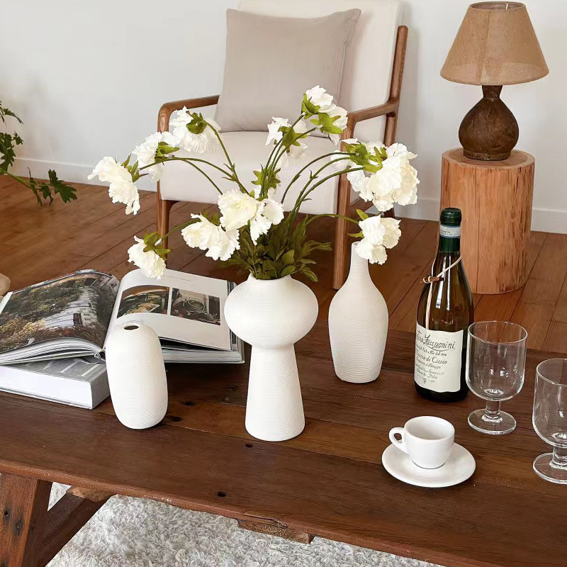 Nórdico ins estilo llano quema cerámica pequeña florero decoración salón flor seca vino gabinete pasillo mesa de comedor suave Decoración