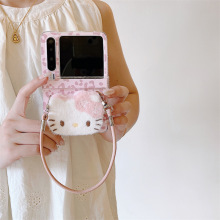 少女粉色豹纹毛绒猫咪适用华为PuraX手机壳mixflip2折叠屏透明壳