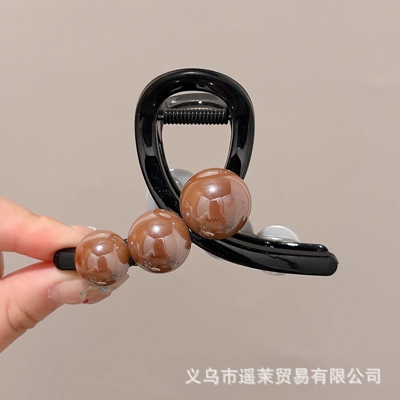 咖色磨砂抓夹女2025年新款发夹后脑勺大号发量多鲨鱼夹子发卡头饰|undefined