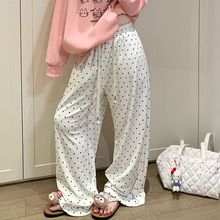 新款海岛绒睡裤女秋冬季甜美可爱波点保暖舒适睡裤家居服可外穿