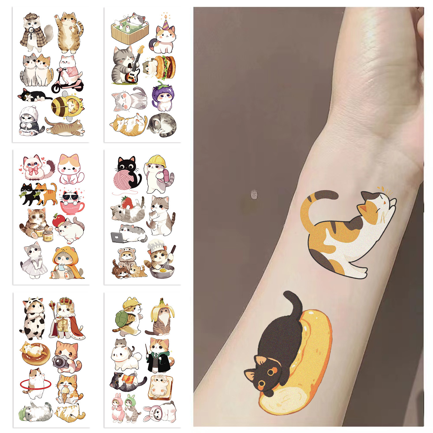 21g Weight tattoo stickers Event & Party Supplies 10 PCS/Package Quantity Party Occasion Transfer decal Material Cat Pattern Cat Transfer Decal Tattoos & Body Art 10 PCS/Package 3