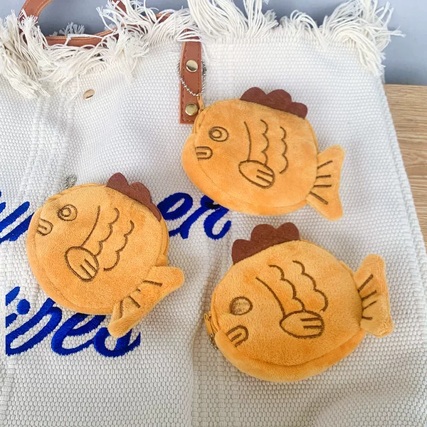 Cross-border new snapper roast cute cartoon plush small coin purse lipstick coin bag data cable bag wholesale