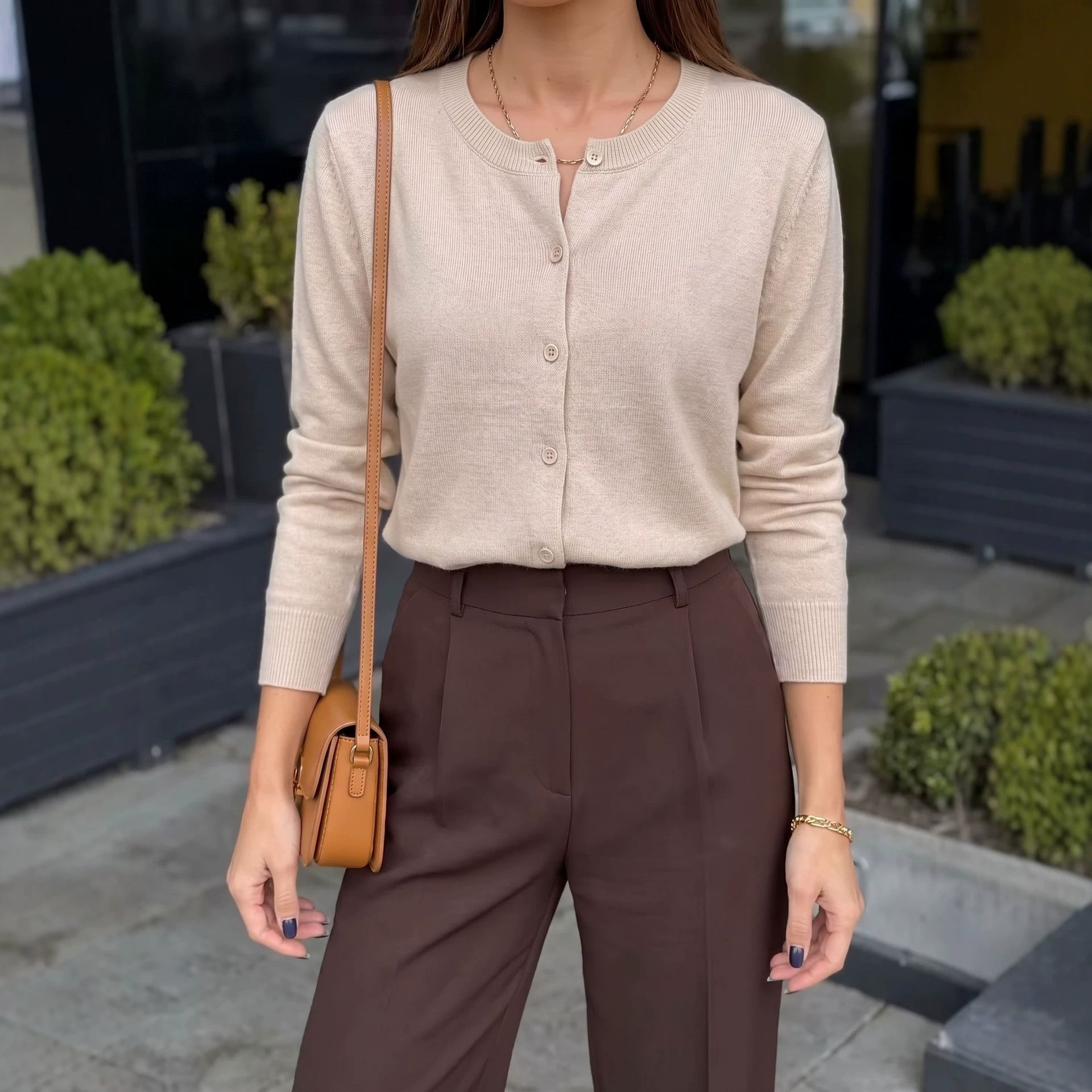 cardigan with a round collar