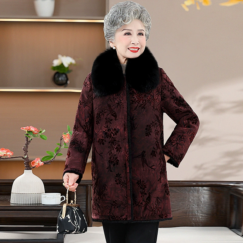Мама зимняя одежда средней и длинной меховое пальто пожилая женщина бабушка новая норковая шерстяная куртка