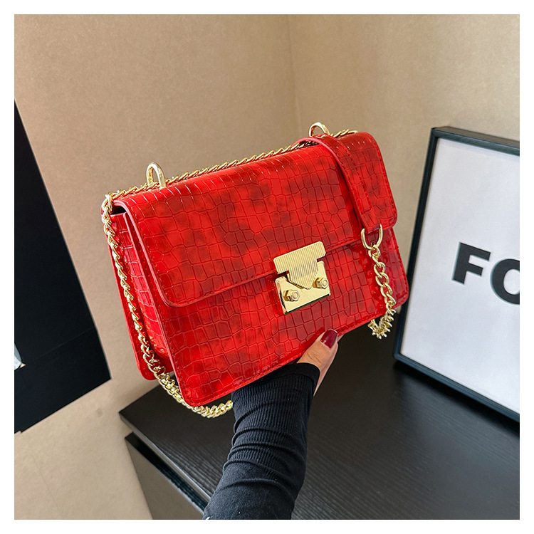 Shoulder Bag Women's Stylish Stone Pattern Chain Messenger Bag_voghion.com
