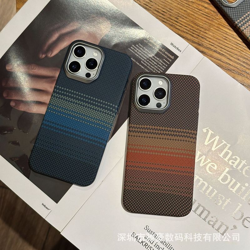 适用iPhone17promax肤感凯夫拉纹手机壳苹果16碳纤维纹15防摔PC套|undefined