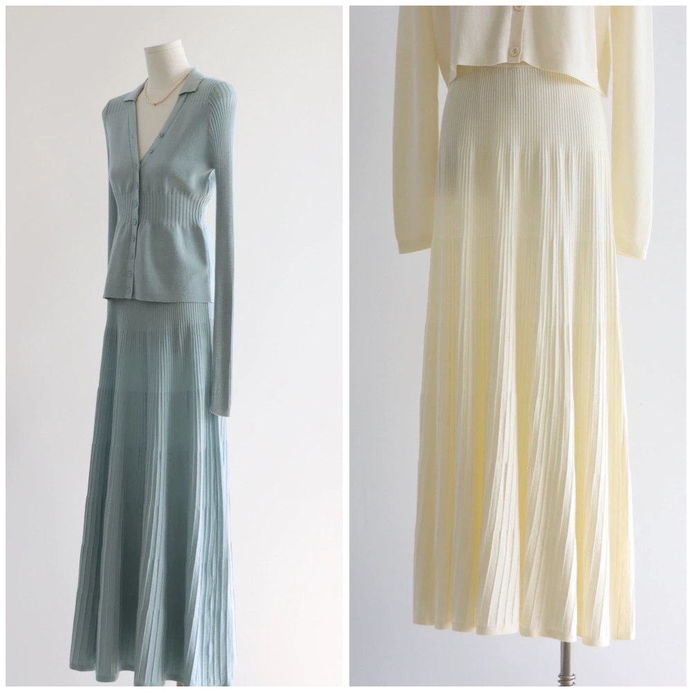 14-игольная полосатая плиссированная трикотажная юбка А-силуэта Лицел, весенне-летняя длинная юбка с эластичной резинкой на талии выше колена, большая юбка с подолом, ленивая