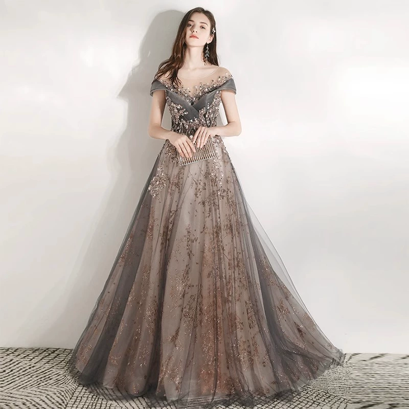 Evening dress, elite nail sequins, new collection, bright catchy style, light luxury style