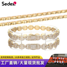 跨境满钻嘻哈古巴链男款铜微镶锆石项链轻奢欧美风简约锁骨链女款