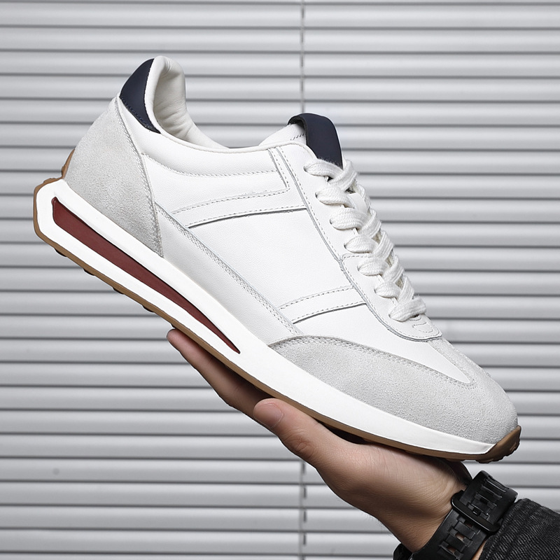 Lightweight Forrest Gump Shoes for Men 2026 Spring New Style Genuine Leather Breathable Sports Casual Shoes Soft Sole Low-Top Shoes White Shoes