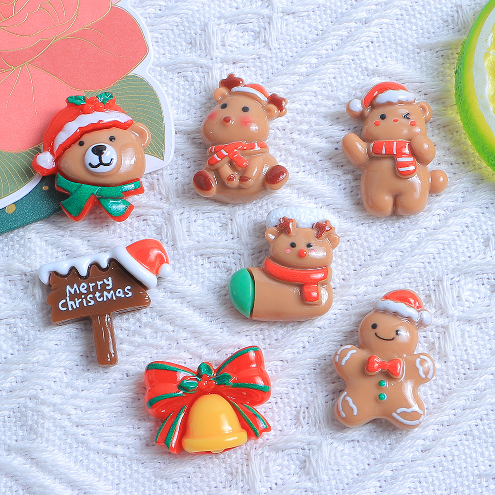 Santa Claus dibujos animados DIY crema pegamento resina accesorios epoxi teléfono caso tocado horquilla hebilla del zapato material de la joyería image 4
