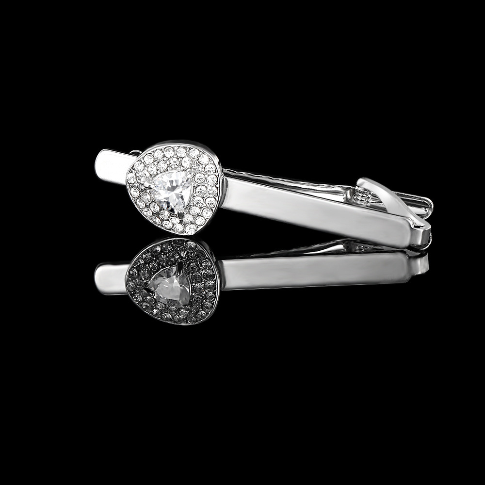 light luxury crystal zircon tie clip tie accessories diamond cufflinks men and women business cuff nails tie clip set_voghion.com